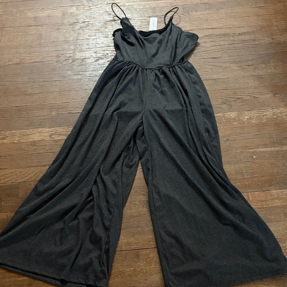 Wide-Leg Black Spaghetti-Strap Jumpsuit